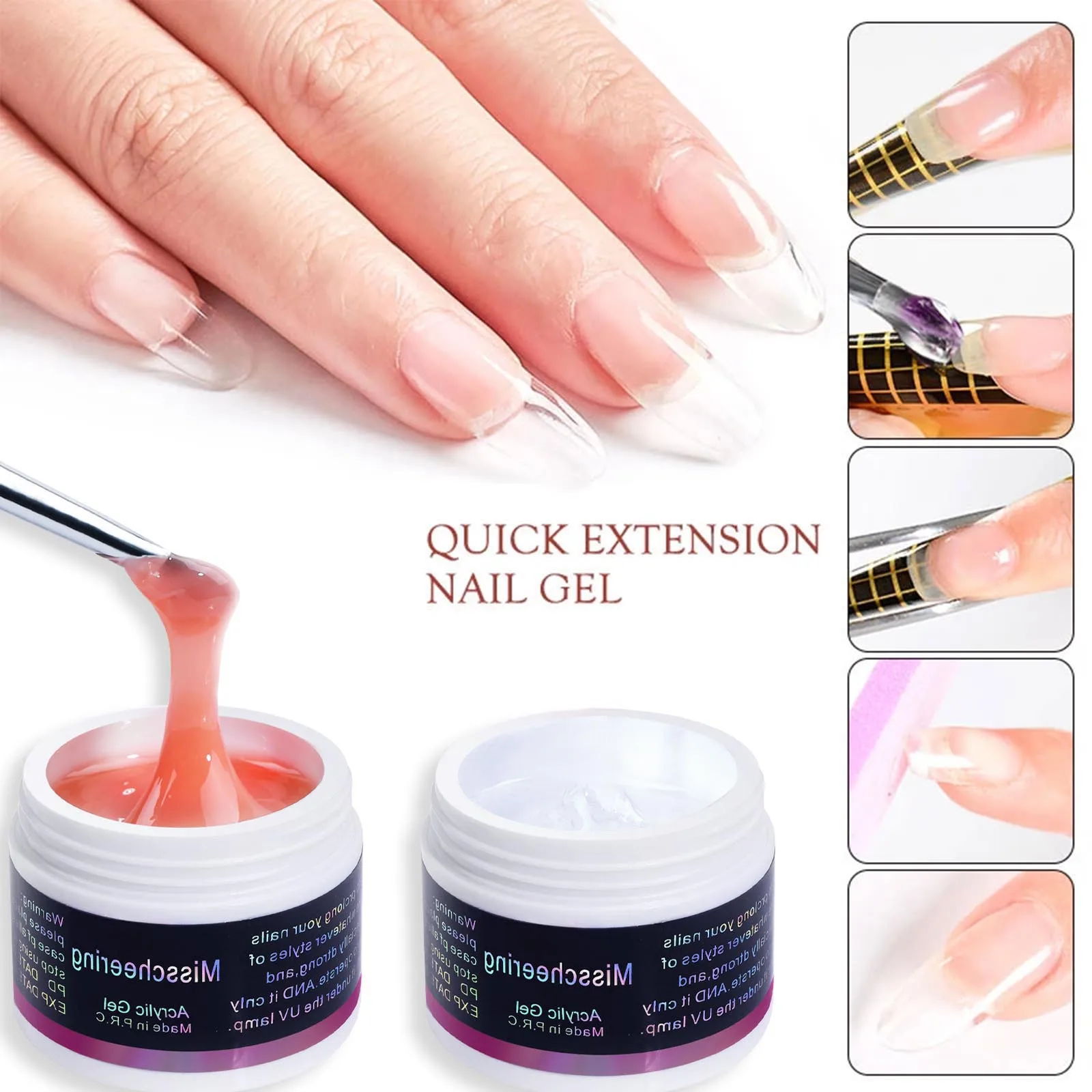 60ml Nail Art Gel Polish Nail Pink White Clear Varnish Acrylic Powder Liquid Nail Art Poly Nail Gel for Fingertip Extension tool