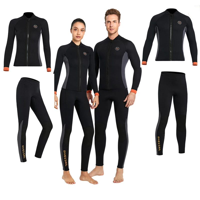 Wetsuit Pants Tops,Comfortable Front Zipper Jacket for Adults,Full Body 3mm Neoprene Diving Suit for Swimming Snorkeling Rafting