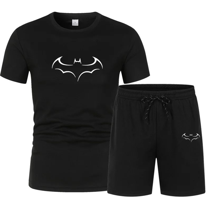 Summer Hot bat Men\'s T-shirt+shorts Set Men\'s Sports Set Print Leisure Fashion Breathable Short Sleeve T-shirt Set - Men\'s Sets