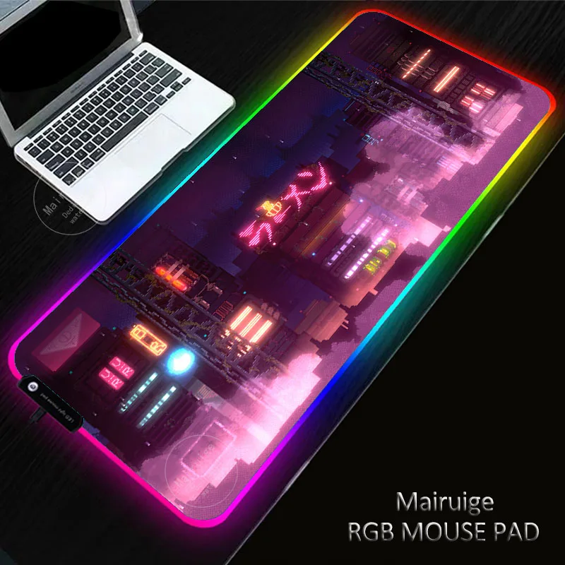 

Creative LED Light XXL Girly Pink Gaming Mouse Pad RGB Large XL Keyboard Cover Non-Slip Rubber Base Computer Desk Mat PC For LOL