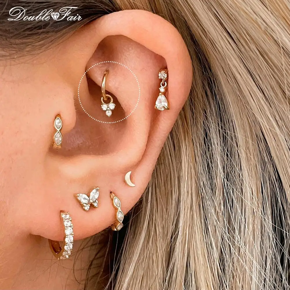 Helix Daith Tragus kolczyki do przekłuwania uszu dla kobiet 1PC chrząstka muszla łańcuszek z frędzlami okrągłe kolczyki Y2k ucho biżuteria — zdjęcie 3