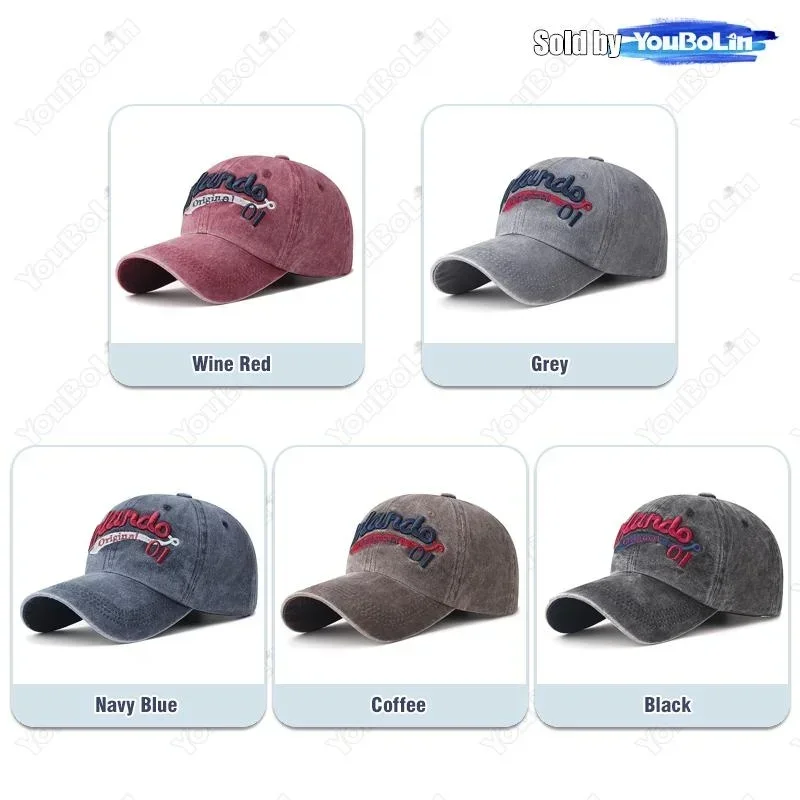 قبعة بيسبول مغسولة مطرزة بأحرف خارجية كلاسيكية للرجال والنساء كاجوال للحماية من الشمس بحافة منحنية قبعة منقار البط القديمة