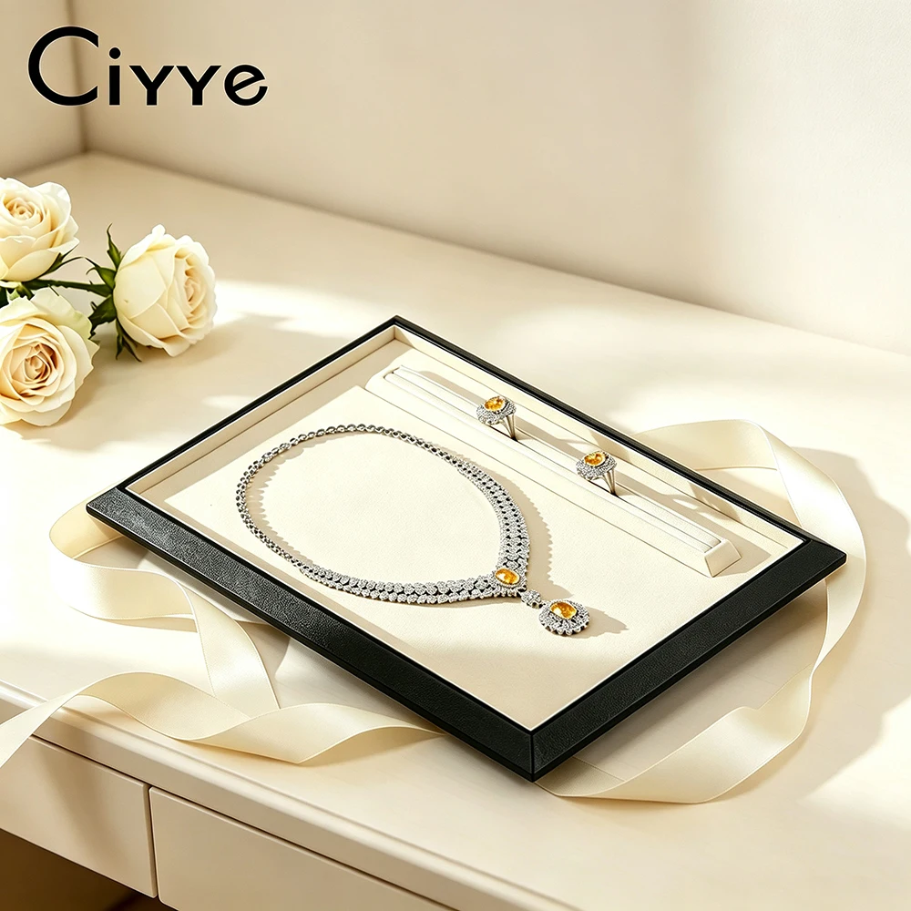 Ciyye PU leather Jewelry Tray Microfiber Jewelry Organizer Ring Necklace Bracelet Multifunctional Jewelry Display Storage Plate