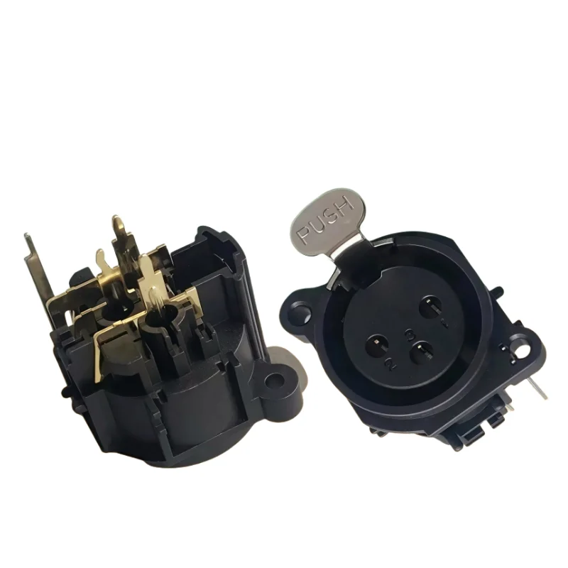 2Pcs Gold XLR 3Pin Female Socket Right Angle Chassis PCB Panel Connector for MIC Stage Audio Device