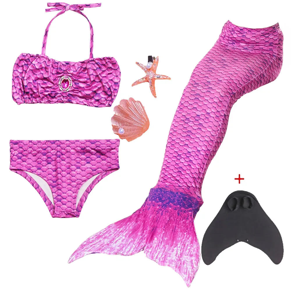 2024 Mermaid Tail for Girls Swimsuit Children Bathing Beach Swimable Bikini Mermaid Costume Can Add Monofin Swimwear Cloth gift