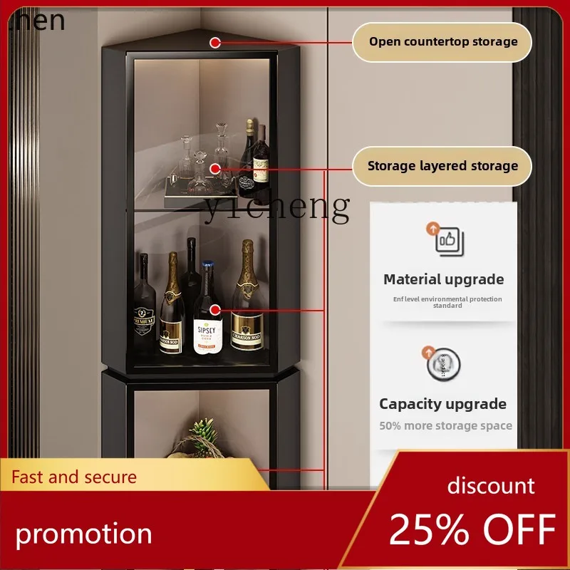 

HXL triangular living room storage cabinet dining room tea cabinet with glass door corner wine cabinet