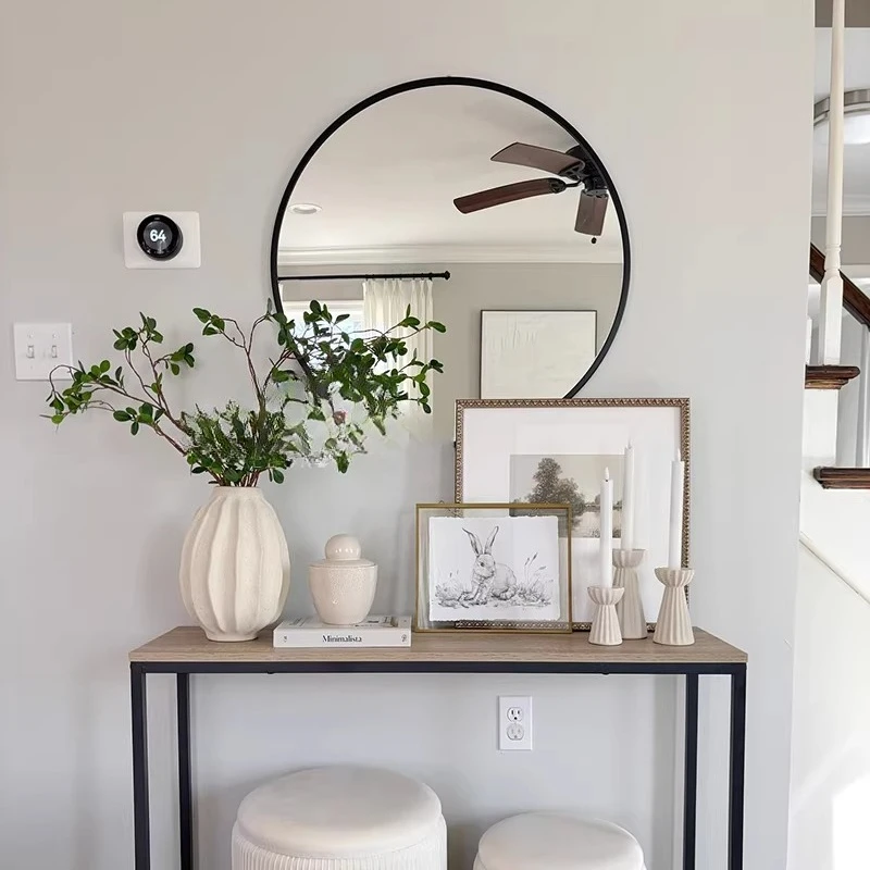 Bathroom Decoration Mirror Aesthetic Korean Style Nordic Luxury Circle Mirror Modern Wall Spiegel Wand Living Room Decorations
