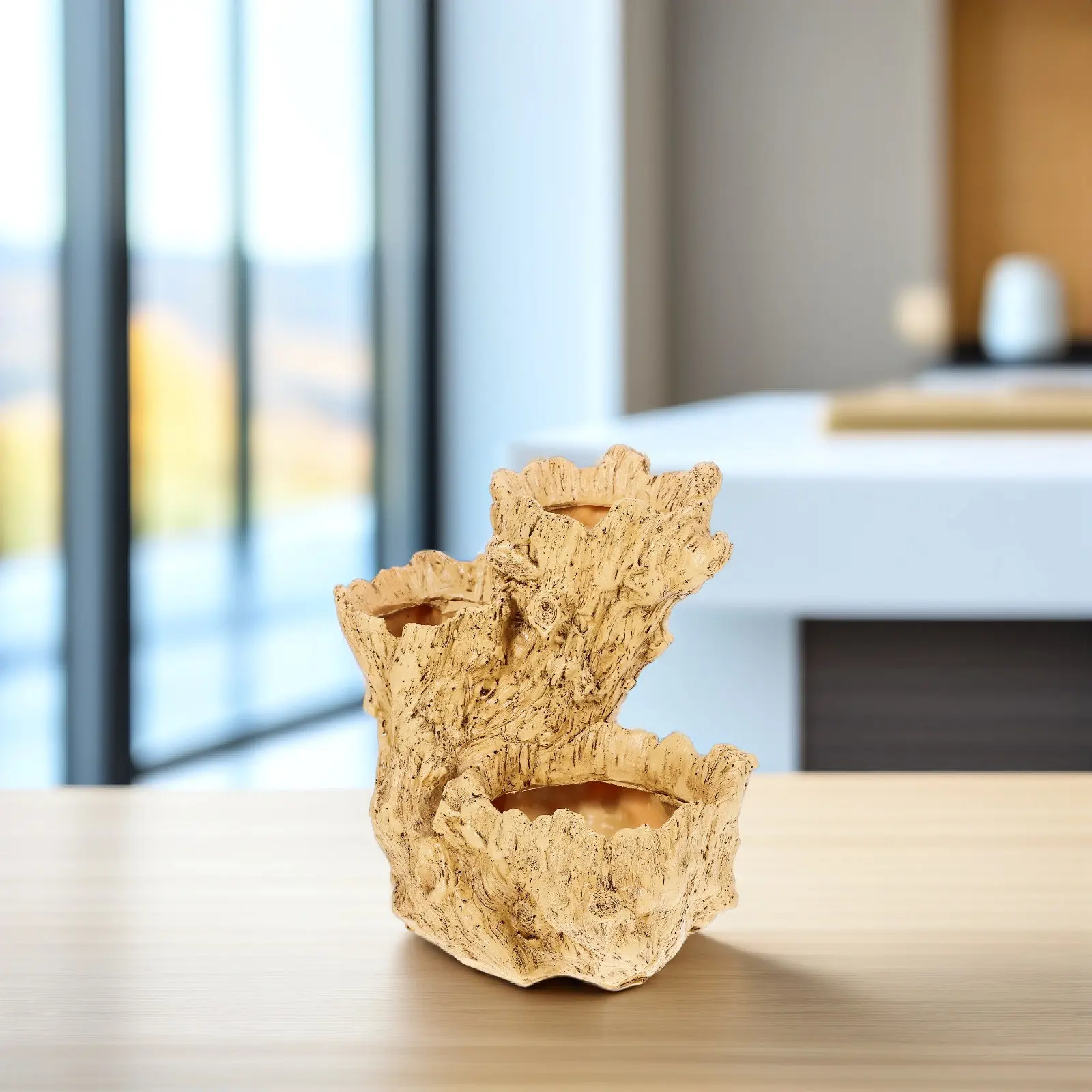 Resin Simulation Tree Root Flower Pot Desktop Plant Container for Succulents Cacti Herbs Bonsai Home Interior Exterior Decor