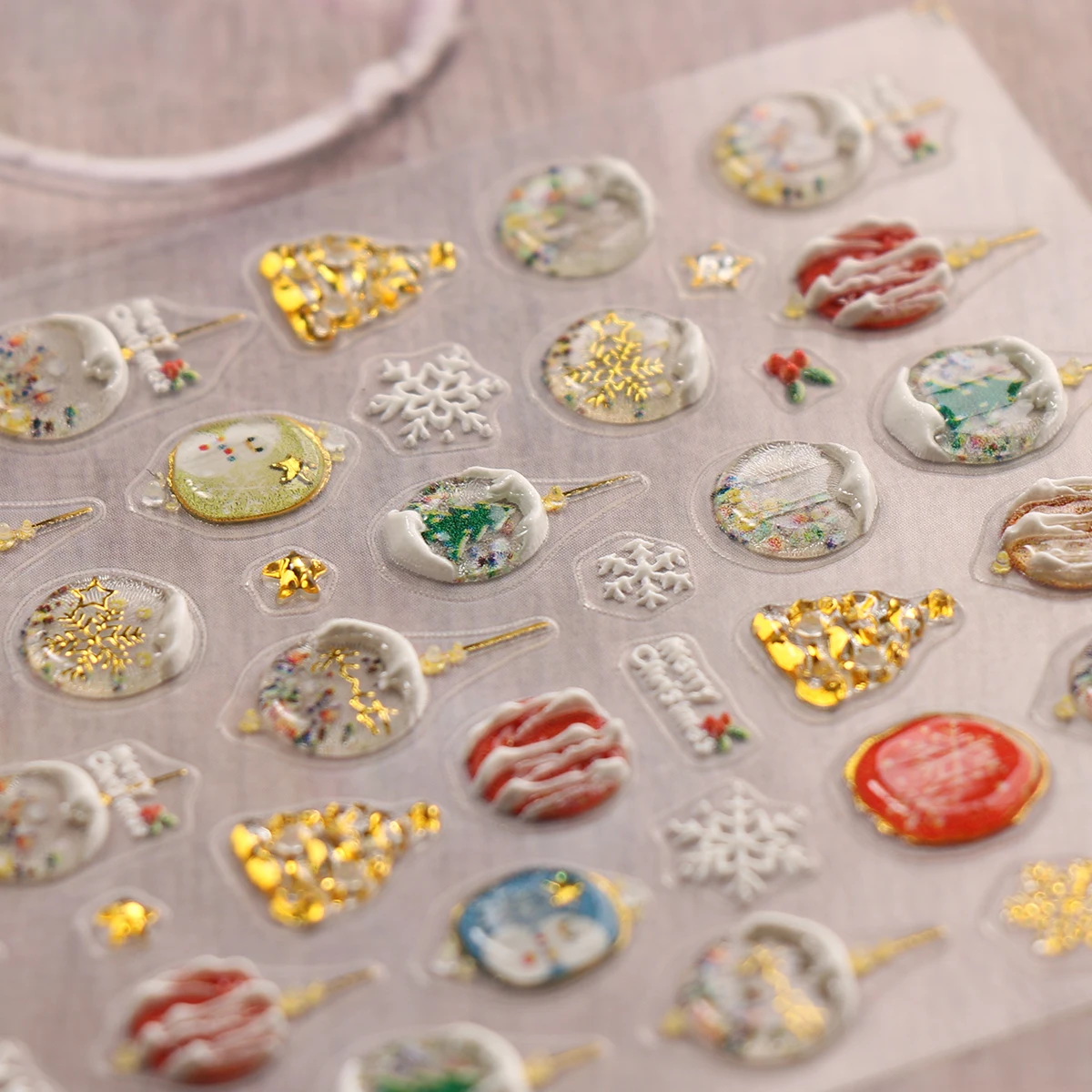 قطعتان من ملصقات فن الأظافر المزخرفة بأجراس هلام عيد الميلاد الشتوية، ملصقات فنية منقوشة لفن الأظافر، تطبيق سهل للأظافر #5