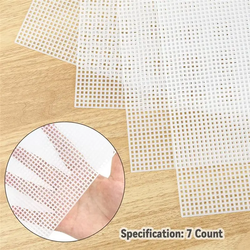 ABEZ 4 Pieces Plastic Mesh Canvas Sheets 10.2 X 13 Inch Mesh Sheet Canvas Sheets For Embroidery, Knit Crochet Projects