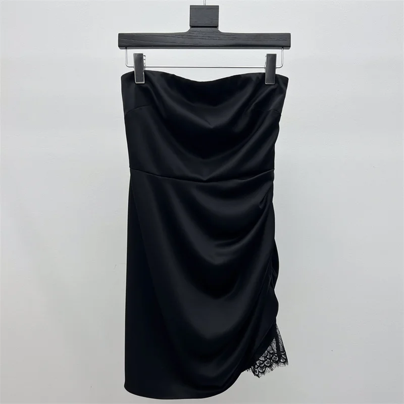 

Женское платье: Новое мини-платье с кружевными вставками для лета 2026, асимметричное атласное облегающее платье без рукавов, короткое платье в стиле Y2K для вечеринок