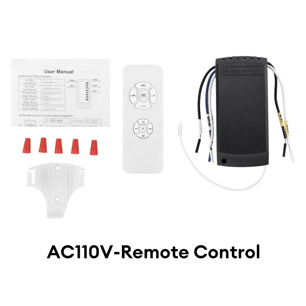 2 Channels Universal Ceiling Fan Lamp Remote Control AC 110-220 V Timing Control Switch Adjusted Wind Speed Transmitter Receiver