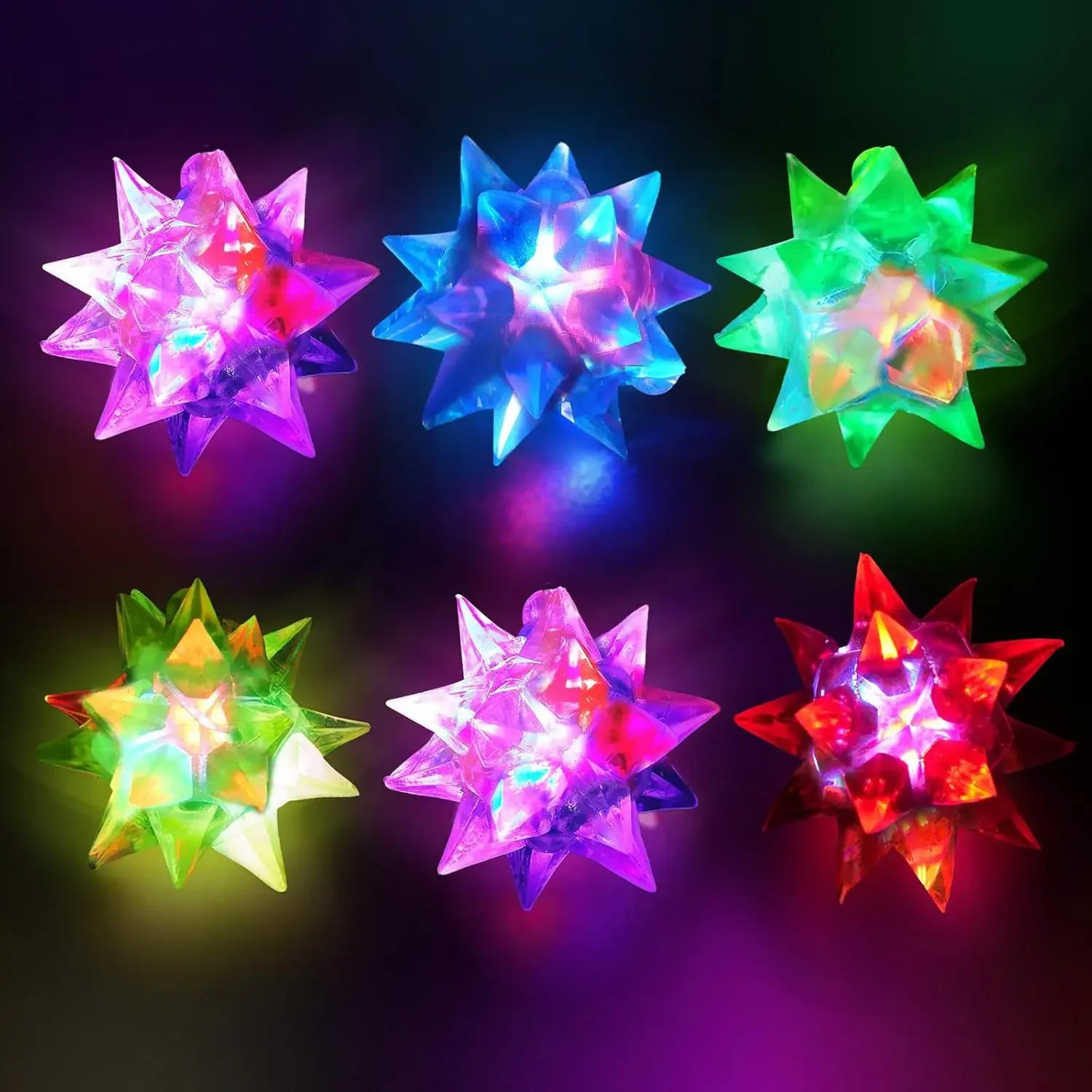 

30pcs Kids Adult Flash Crystal Star Necklaces Glow Bulk LED Pendant Birthday Rave Halloween Bags Filler Light up Party Favor