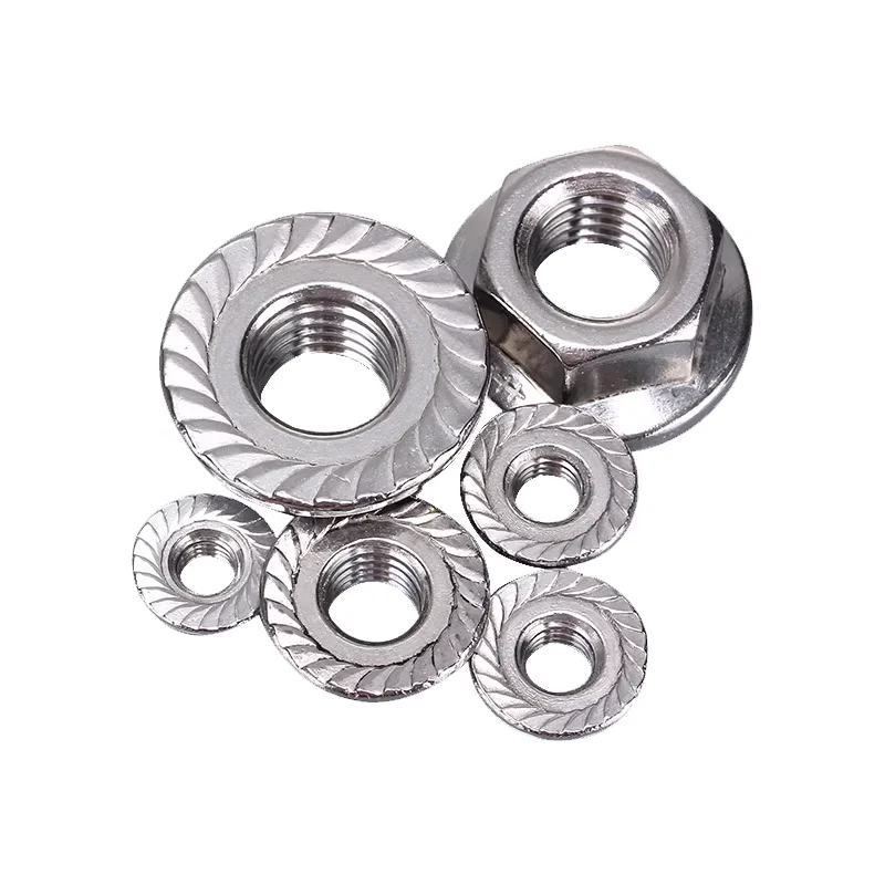 Guangluo M2.5 M3 M4 M5 M6 M8 M10 M12 M14 M16 M20 304 / 316 Stainless Steel Hexagon Flange Nuts Serrated Spinlock Lock Nut