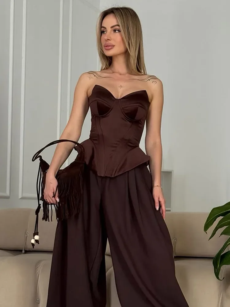 

Women Fashion Strapless Fishbone Top Sexy Sleeveless Off Shoulder Waist Cinching Cropped Vest 2026 Lady Party Club Waistcoat