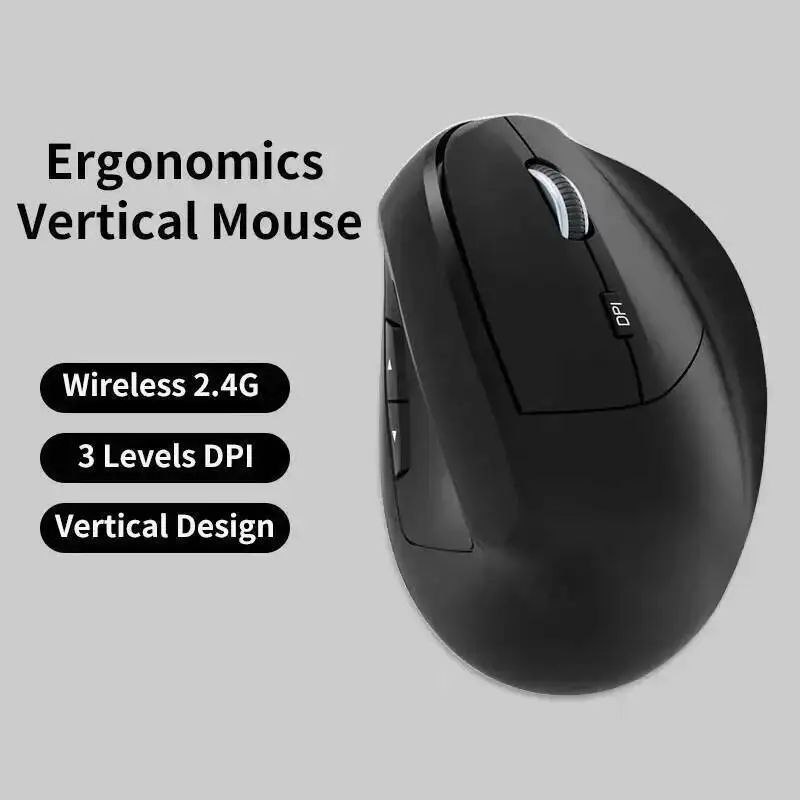 

2.4G Bluetooth Dual Mode Vertical Ergonomic Mouse Side Keys Plug And Play Office Mause Wireless Wrist Health Widely Compatible
