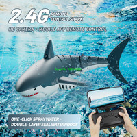 Simulated Waterproof HD Camera WIFI FPV RC Shark Boat 2.4G LED Lighting Swing Off Water Sensing Remote Control Boat Shark Animal