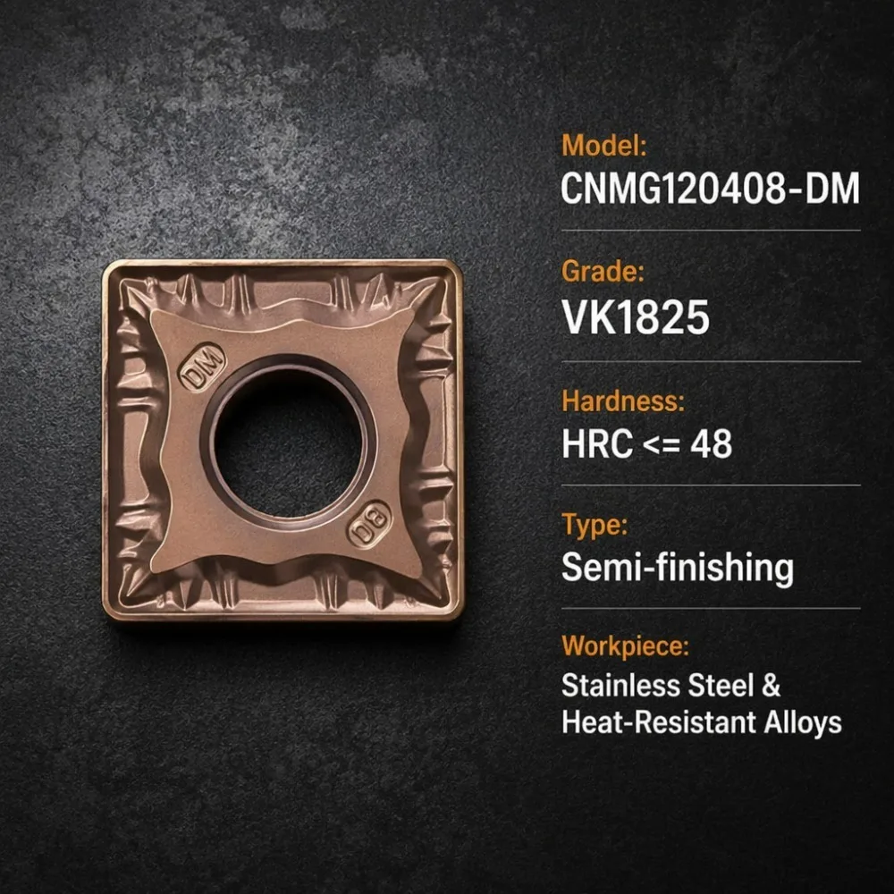 CNMG120408-DM Carbide Turning Inserts,  Grade Semi-Finishing Stainless Steel Heat Alloy, 10 Pcs/Box CNC Tool