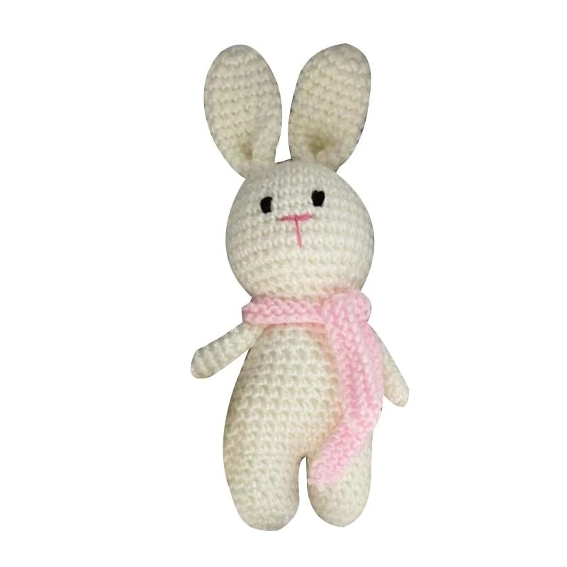 

J15U Baby Bed Crochet Bunny Rattle Accompany Toy Eco-friendly Cloth Knitting Rattle