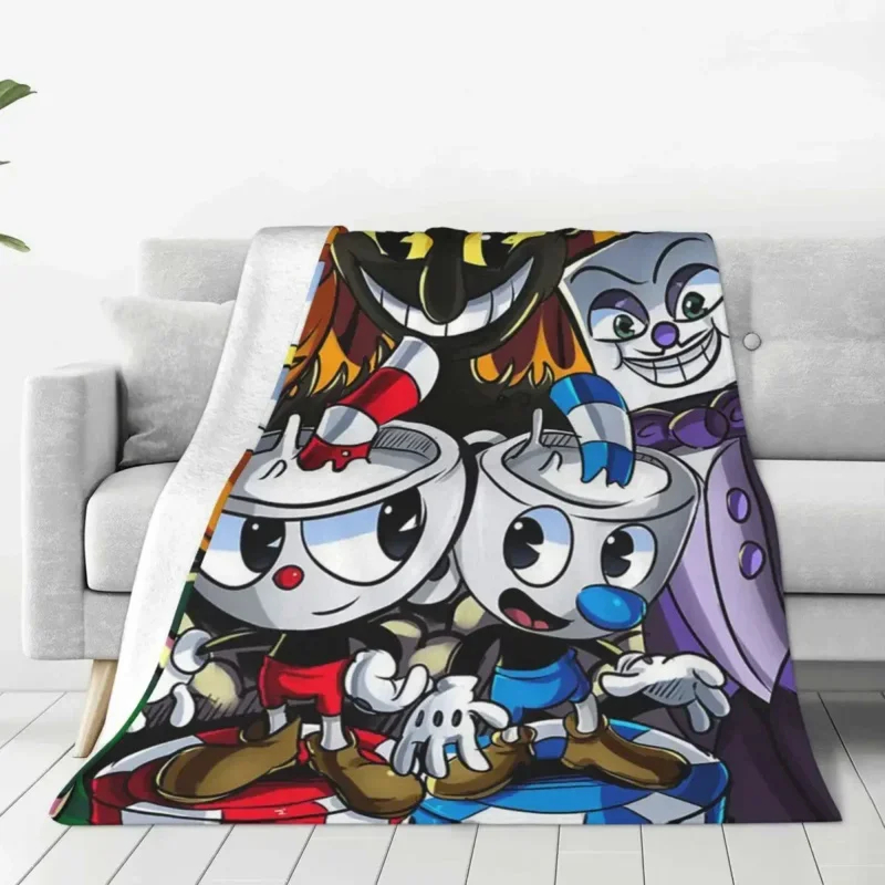 

The Cuphead Devil Flannel Blanket Anime Game Customized Throw Blankets for Home 125*100cm Bedspread