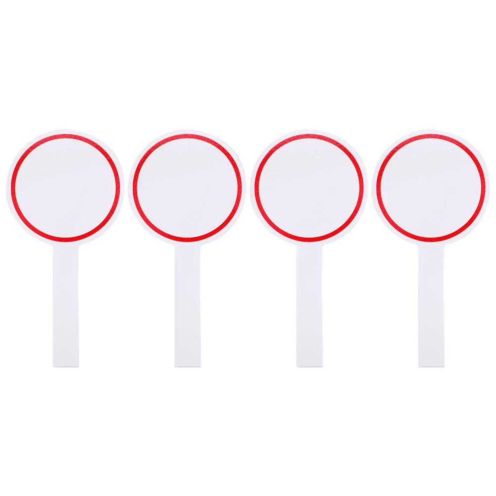 4 Pcs Score Board Poster Boards White Large Dry Erase Sign Paddles Card Hand Face on Stick Handheld Whiteboard Paper