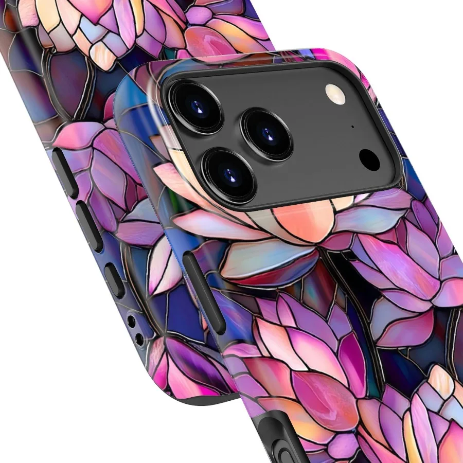 حافظة لهاتف iPhone 17 Pro شحن لاسلكي متوافقة مع طبقة مزدوجة من السيليكون الناعم + غلاف صلب مع تصميم زهرة برية جمالية لطيفة