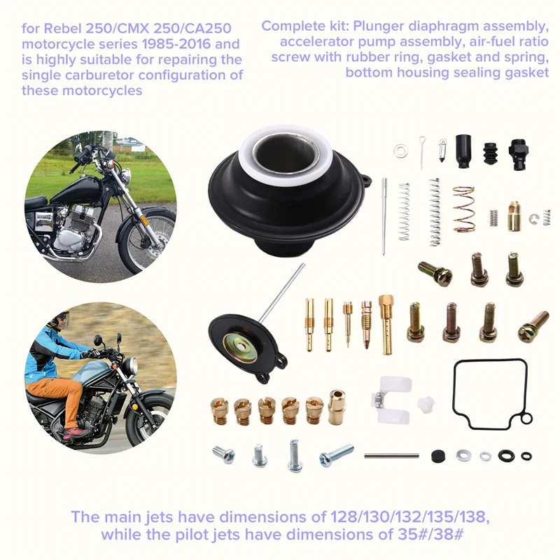 A20K-Carburateur Reparatieset Voor Honda Rebel 250/CMX 250/CA250 1985-2016 Enkele Carburateur Versie Met Plunger montage
