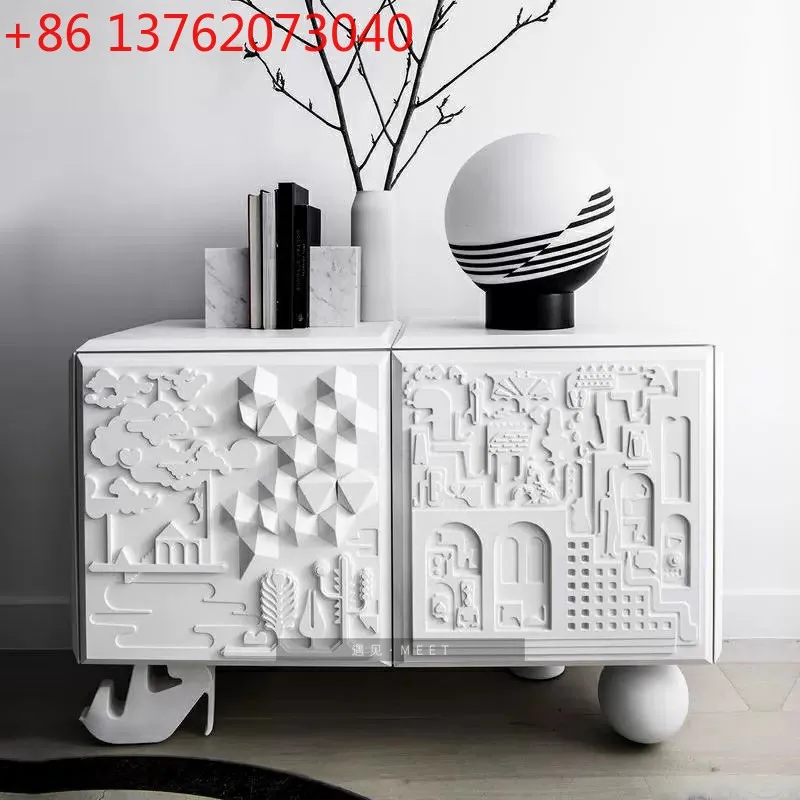 

Nordic design relief dining side cabinet tea cabinet entry door Spanish entrance cabinet