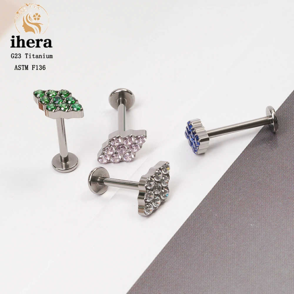 G23 Titanium Crystal Zircon Piercing Stud Earrings for Women Ear Cartilage Tragus Helix Piercing Trendy Jewelry ASTM F136 16G