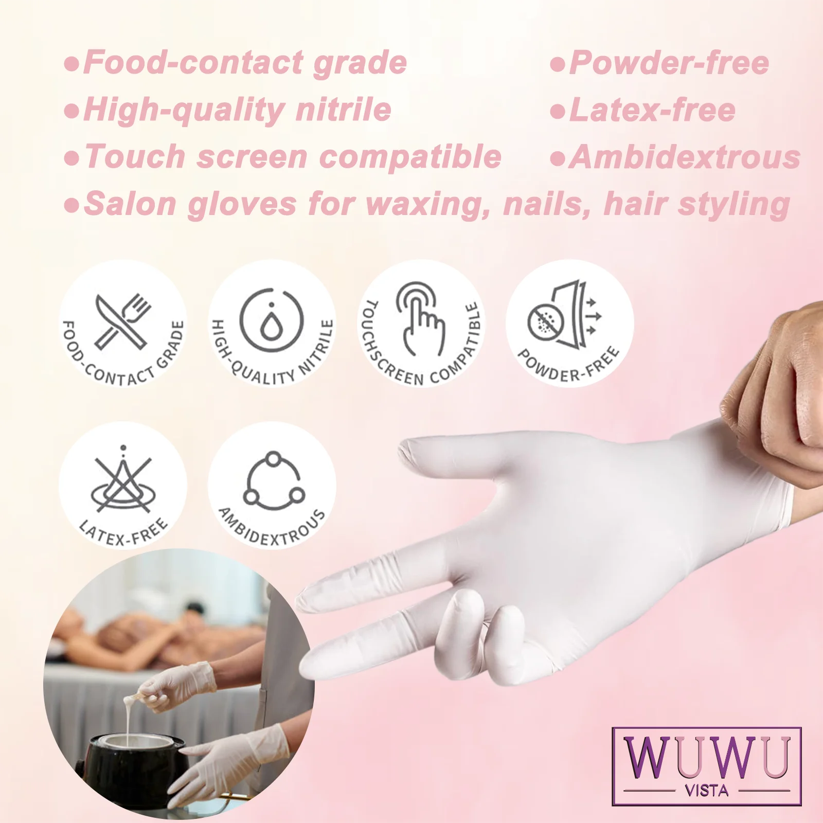 WUWUVISTA 30pair Individually Packaged Disposable Nitrile Gloves New Food Grade TPE Latex Gloves Non-Slip Gloves Wax Accessories