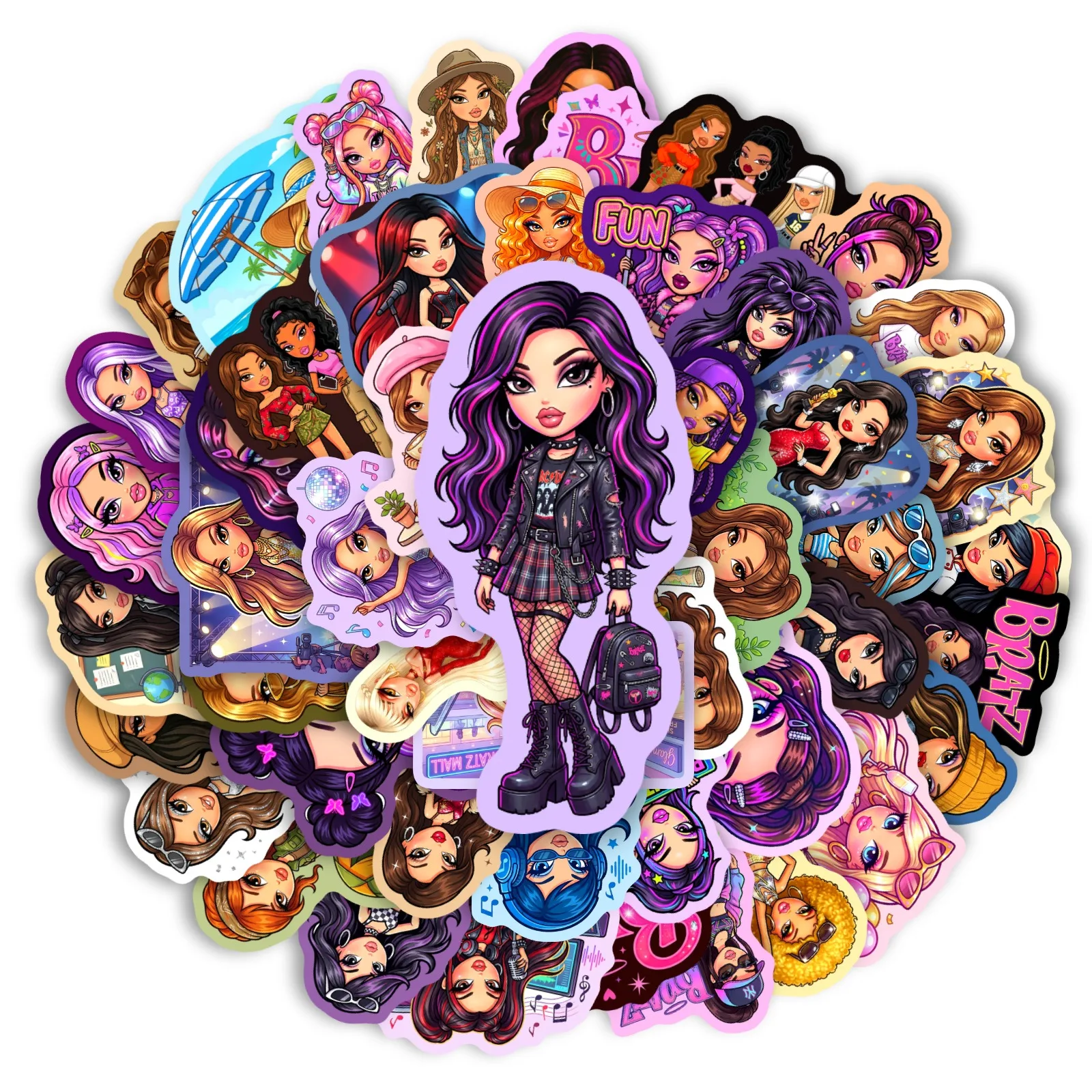 20/250Pcs Cartoon Rainbow Doll Stickers, Kawaii Cute Decals for Laptop, Luggage, Guitar, Skateboard, Car, Journal, Water Bottles