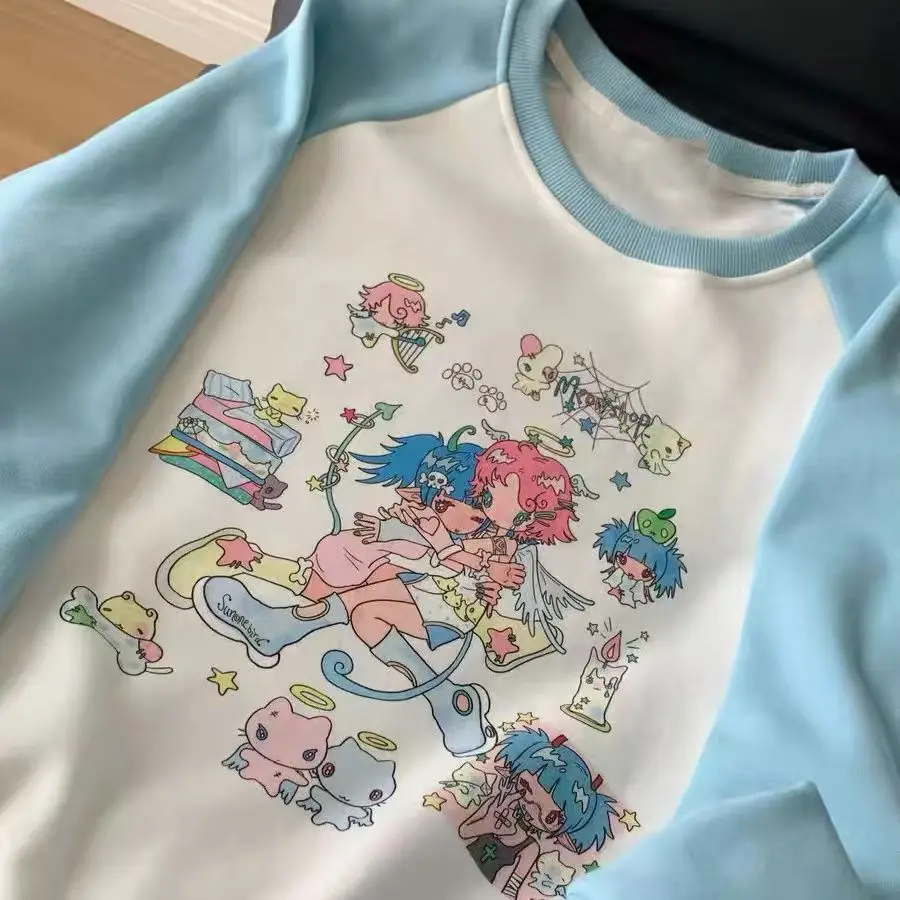 2025, lustige Buchstaben, bedruckte Sweatshirts, Baumwolle, Rundhalsausschnitt, Damen-Winter-Tops, Markendesigner, Vintage, Streetwear, Teenager-Kleidung