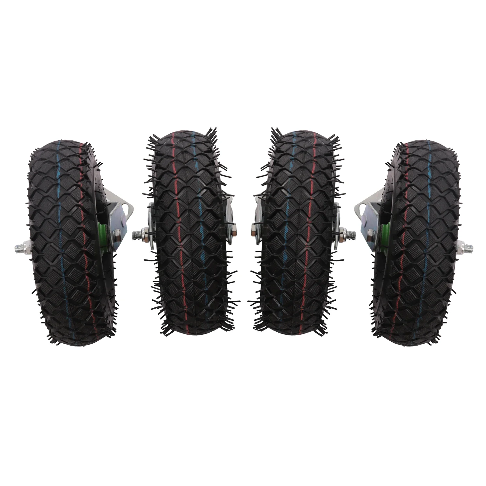 مجموعة عجلات هوائية دوارة مقاس 10 بوصة مكونة من 4 قطع، عجلة مطاطية لإطارات الهواء مع مسمار تتضمن 2 عجلات ثابتة صلبة و2 دوارة