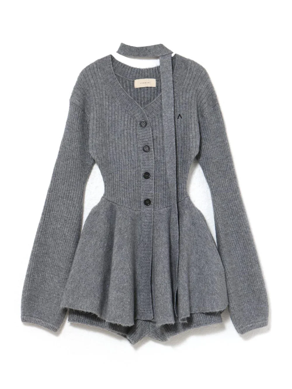 2025 Autumn New Japanese Style Single-breasted Top Fashion Design Waist-Cinching Knitted Umbrella Dress and Shorts 2 Pieces Set