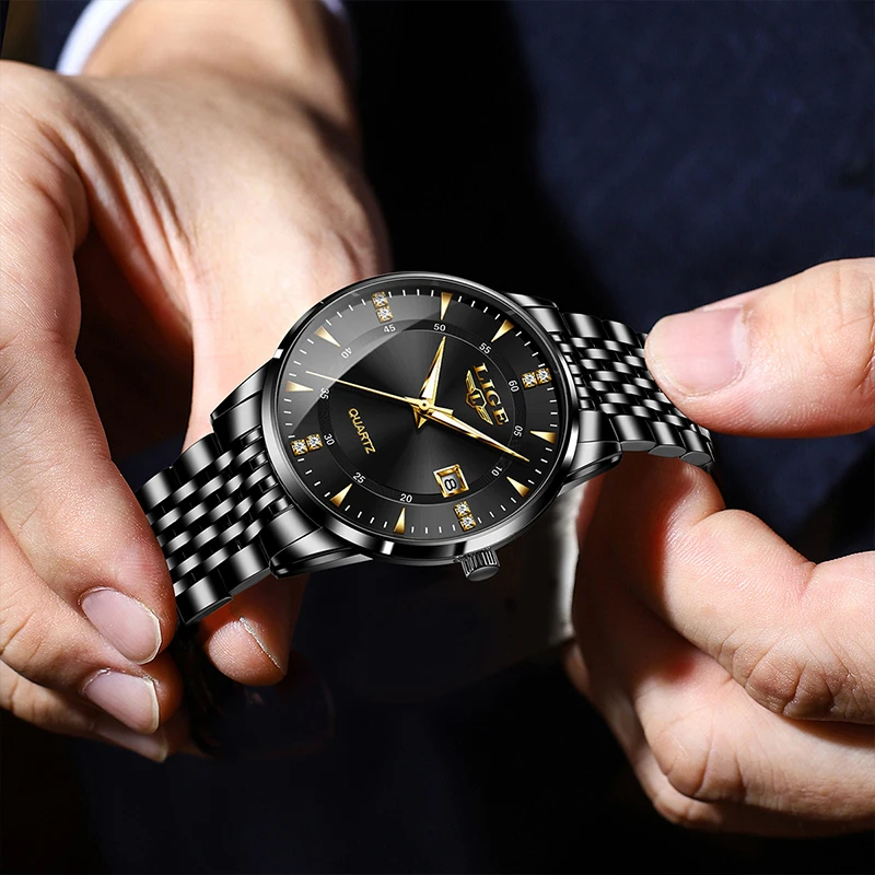 LIGE 2025 أفضل ساعات رجالية بسيطة مضيئة مقاوم للماء ساعة رجالية ساعات كوارتز عصرية للرجال الفاخرة relogios masculino