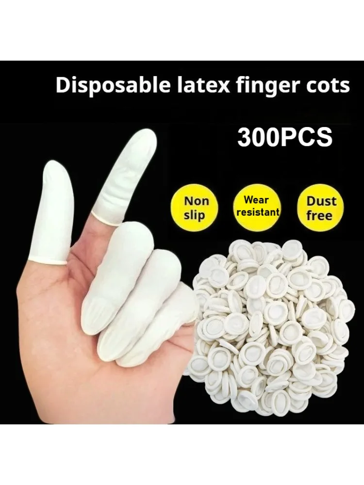 Couvre-doigts jetables en Latex blanc, 300 pièces, gants en caoutchouc naturel, couvre-pouces, protecteur pour le bout des doigts, outil pour ongles antidérapant
