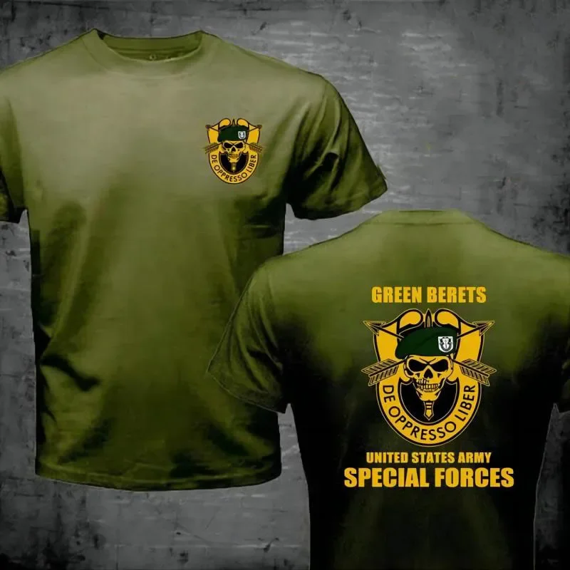 US Army Green Beret Special Forces Gear T-Shirt Summer Cotton O-Neck Short Sleeve Military Green T Shirt Oversize Streetwear Tee