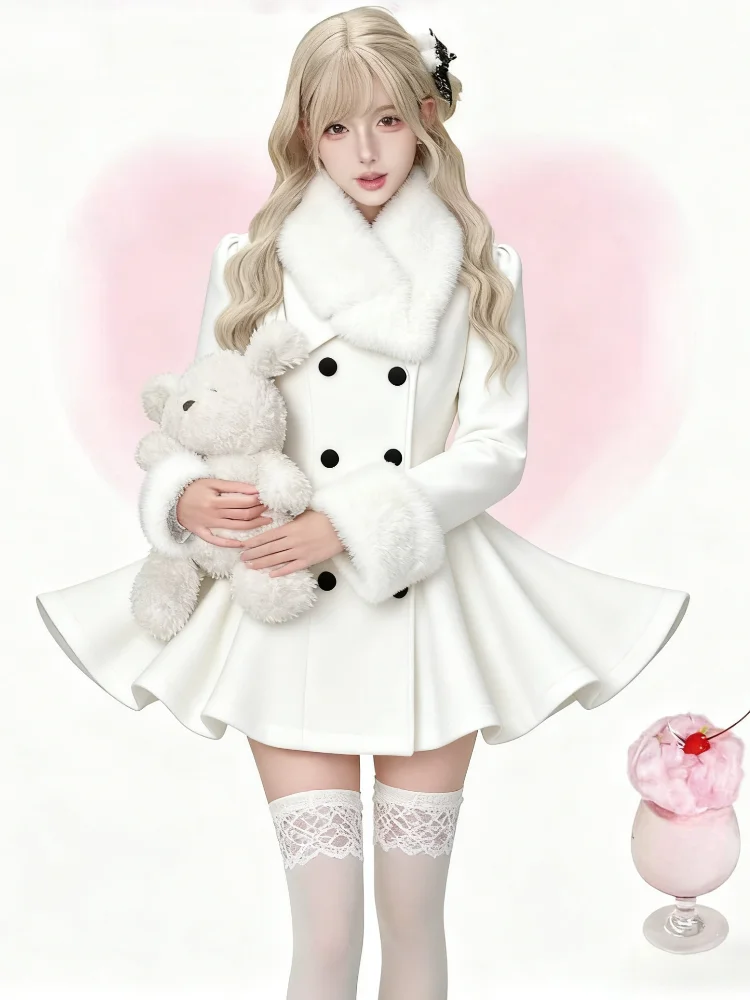 

Элегантное осенне-зимнее новое повседневное французское модное пальто с меховым воротником, корейское толстое теплое пальто на талии, куртка в стиле Харадзюку, женская эстетика