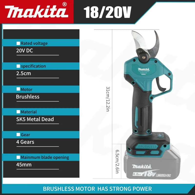

Makita 18V Brushless Electric Pruning Shears Garden Tool Branche Cutter Cordless Electric Garden Scissors Fruit Tree tool