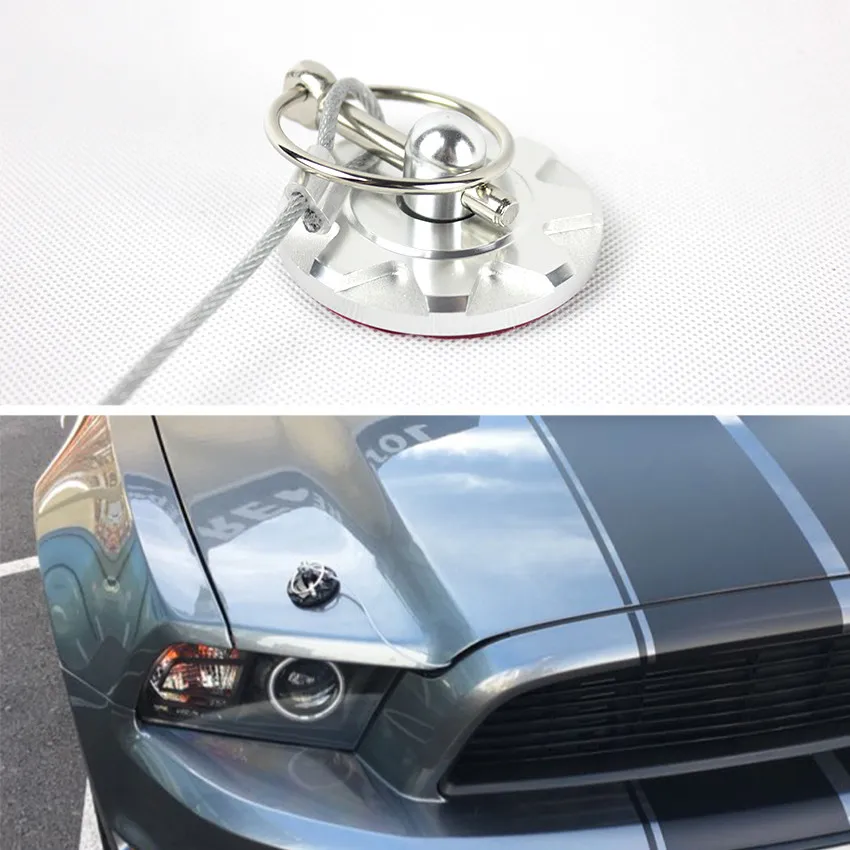Cerraduras de capó de aluminio con cuerda, pestillo Universal para capó, modificación de coche, capó de motor, Kit de apariencia de placa de bloqueo, 2 uds.