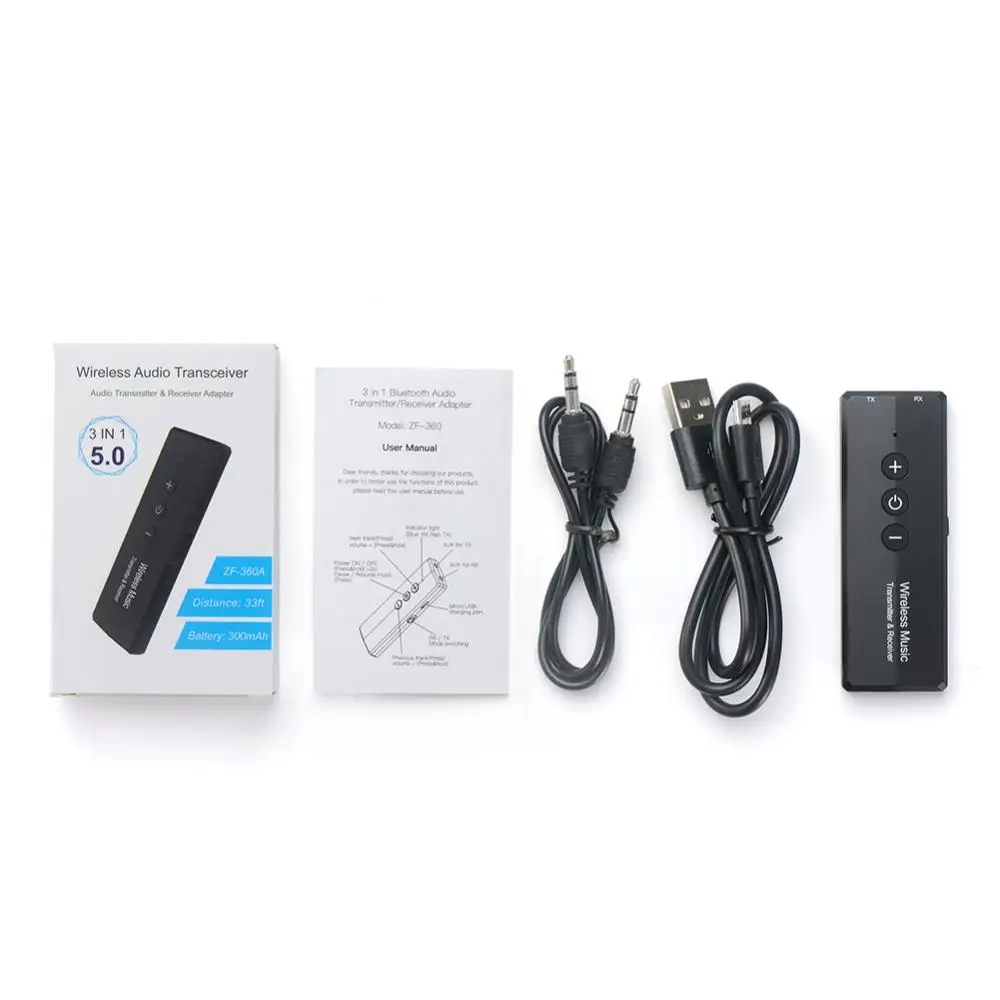 Car 3.5mm Jack Audio Music Transmitter Portable Signal Stability Aux Adapter Three-in- Mini Transmitter Adapter