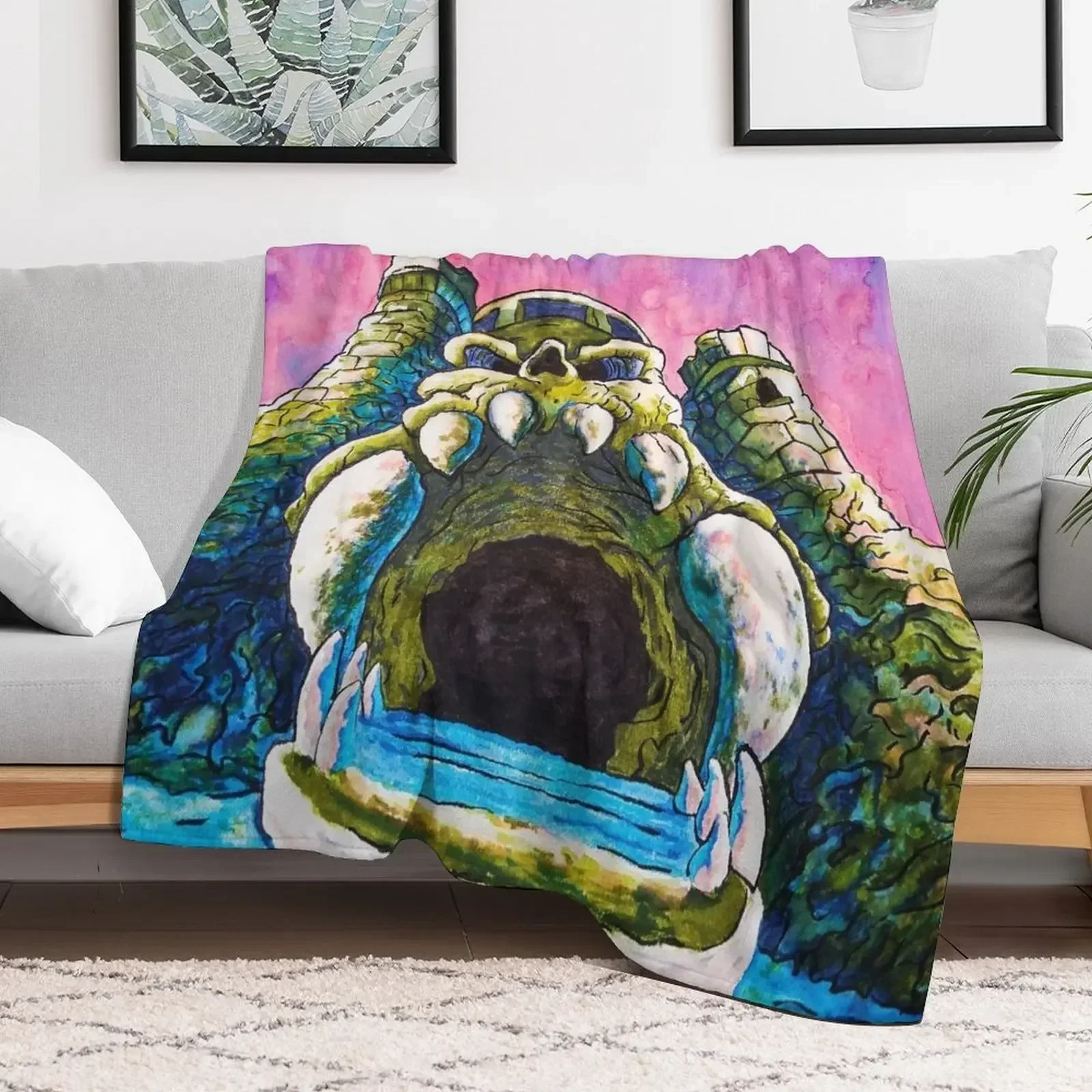 

Castle Grayskull watercolor painting Throw Blanket Warm Flannel Fabric Sofa Throw Flannel Blankets