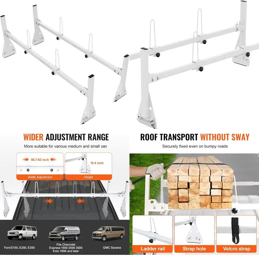 

59, сверхмощная регулируемая стальная стойка для фургонов, грузоподъемность 600 фунтов, подходит для Chevrolet Express, Ford E-Series, GMC Savana