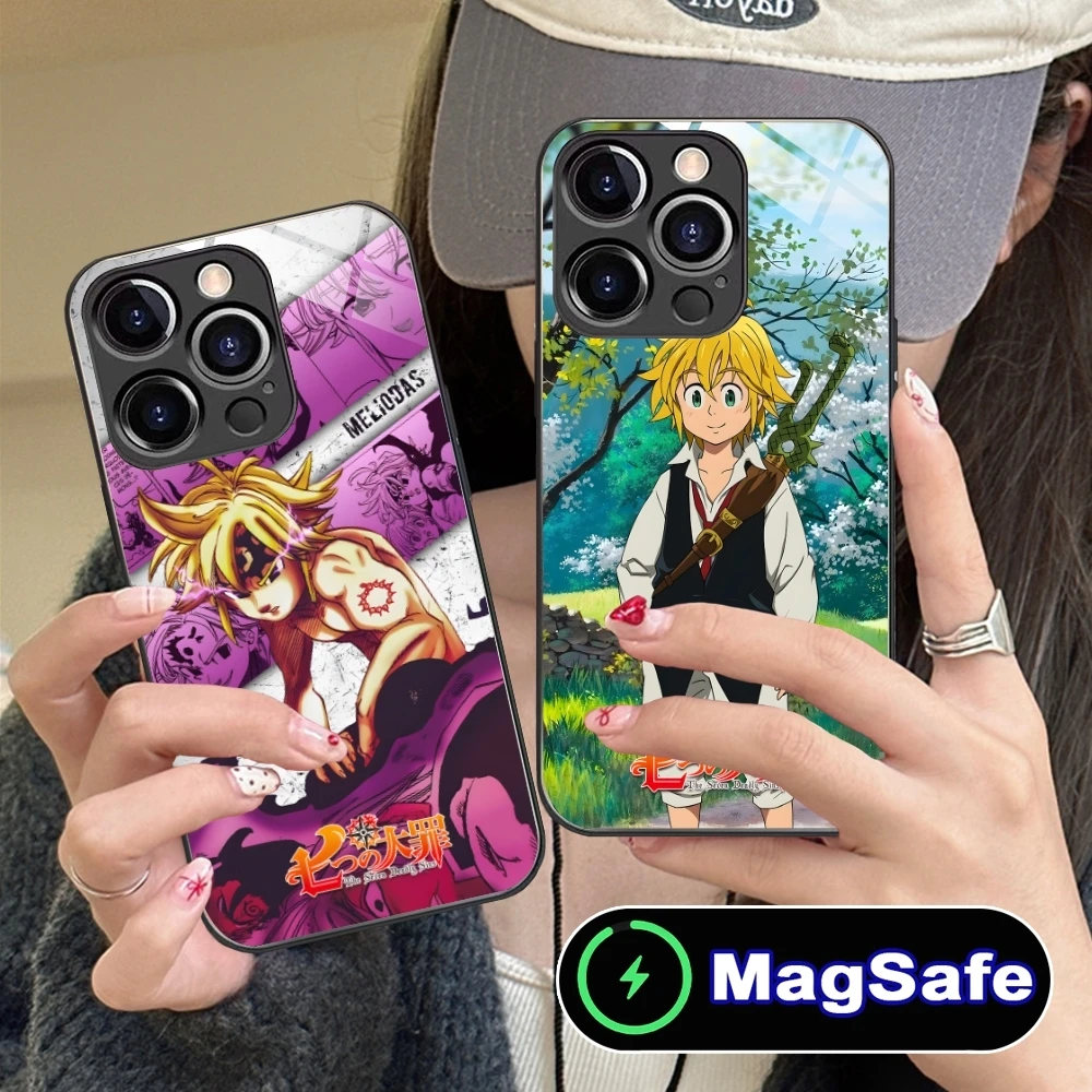 Seven Deadly Sins Meliodas Cell Phone Case for iPhone 16 15 14 13 12 11 Pro Max Plus Mini MagSafe Wireless Charging Glass Cover