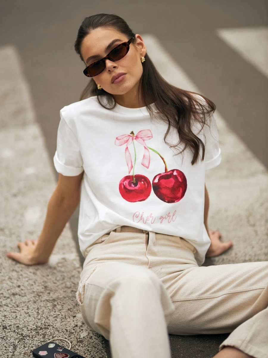 

100% Cotton Women's Printed T-shirt Casual Vintage Short-sleeve Fashionable Printing Tops Fashion Hip Hop Loose Tees