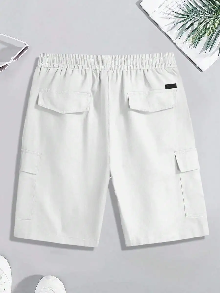 Mens Lightweight Cargo Shorts Featuring Elastic Waistband And Four Functional Pockets For Summer Outdoor Activities