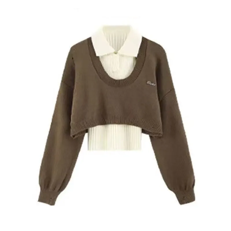 Autumn Set 2025 New Mirad Worn Design Knit Sweater Base Sweater Paired with Slimming Skirt Pants Three Piece Set Pant Sets