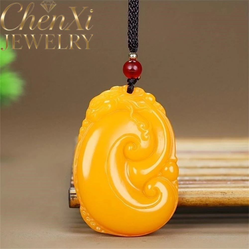 

High-end Hetian Yellow Dragon Jade Ruyi Pendant Luxury Quality Fashion Fine Jewelry Exquisite Elegant Charms Popular Young Gift