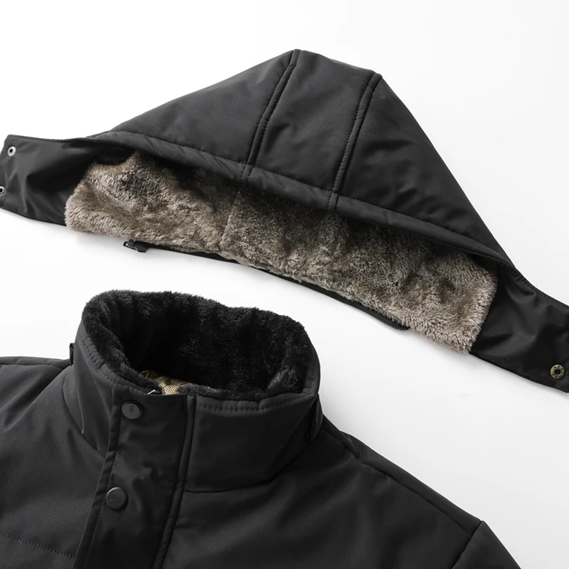 Mode Winter Neue Casual Parkas Männer Warme Dicke Fleece Parkas Männer Wasserdichte Kapuze Pelz Kragen Mit Kapuze Baumwolle Gefütterte Jacke