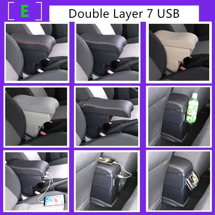 For Ford Fiesta Car Armrest box For Ford Fiesta MK7 2009-2017 Storage Interior details 2010 2011 2012 2013 2014 2015 2016